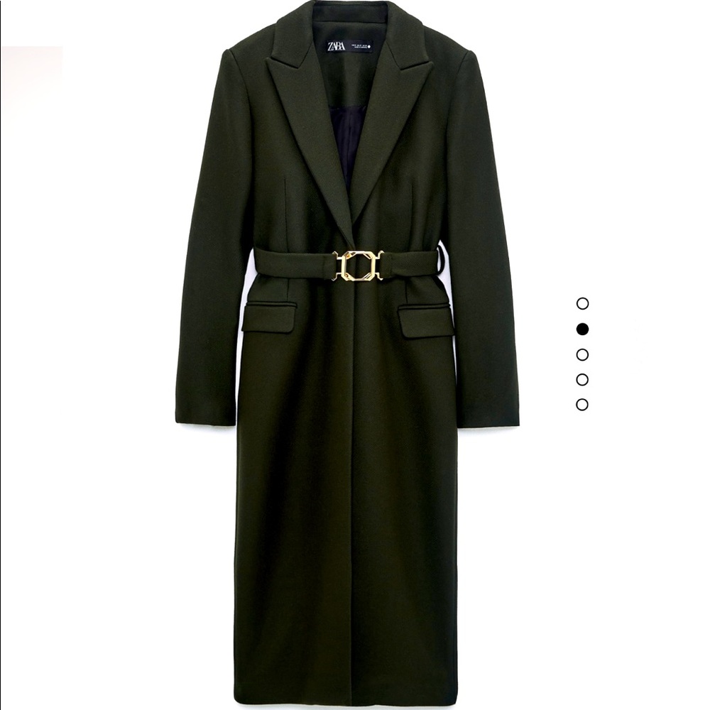 Buckle belted coat.